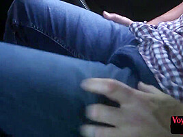 21yo blonde voyeur teasing a wanker