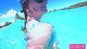 Hot blonde stranger girl fucked underwater creampie